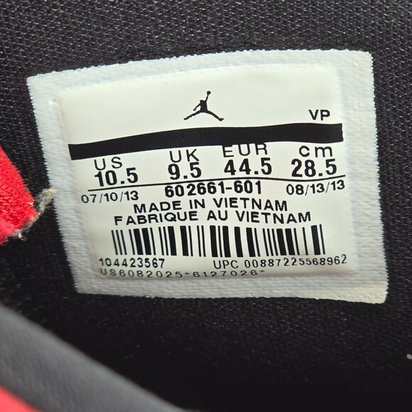 Nike Air Jordan Flightclub 602661-601 Red Black 10.5 Athletic High-Top Sneakers - Picture 7 of 15